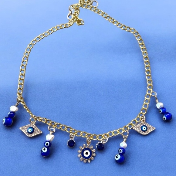 Evil eye charm necklace. 19” - Picture 4 of 16